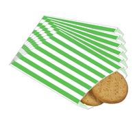 POPOYU 100Pcs Small Stripy Paper Bags Green,Treat Bags Small for Kids,Sweet Bag,5x7'' Candy Stripe Paper Bag for Kids Halloween Christmas Easter Wedding Party Treat Buffet Confectionery Stall
