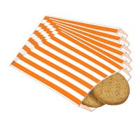 POPOYU 100Pcs Small Stripy Paper Bags Orange,Treat Bags Small for Kids,Sweet Bag,5x7'' Candy Stripe Paper Bag for Kids Halloween Christmas Easter Wedding Party Treat Buffet Confectionery Stall