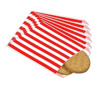 POPOYU 100Pcs Small Stripy Paper Bags Red,Treat Bags Small for Kids,Sweet Bag,5x7'' Candy Stripe Paper Bag for Kids Halloween Christmas Easter Wedding Party Treat Buffet Confectionery Stall