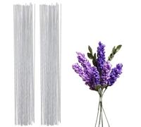 POPOYU 100Pcs White Floristry Wires 0.5mm Paper Covered Wire,40CM Florist Wire Stems for Flower Arranging Accessories,Craft Wire Bouquet Wire for Garland Wreath Making,Flower Arranging Supplies