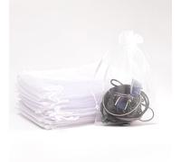 POPOYU 100Pcs White Organza Gift Bags,7x9 Small Organza Gift Pouches Drawstring Bags,Jewellery Sheer Bags Tulle Fabric Pouches Wedding Favour Bags for Christmas Halloween Birthday Goodie Gifts