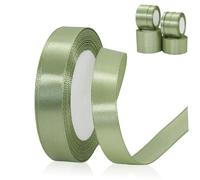 POPOYU 15mm Sage Green Satin Ribbon for Gift Crafting, Wrapping, Hair Bows - 23M Double Sided, Thick Polyester Fabric Ribbon for Party Xmas, Valentine, Wedding, Balloons, Cake, DIY Crafts