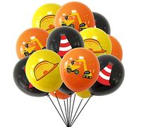 POPOYU 15Pcs Digger Balloons,Construction Party Latex Balloons,12 inch Black Yellow Orange Digger Balloons Tractor Balloons for Kids Blippi Construction Party Decoration,Birthday Party Supplies