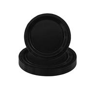 POPOYU 16 Pack Black Paper Plates - 9 Inch/23cm Black Paper Plates Round, Reusable Party Tableware Supplies for Wedding, Birthday, Festival, Baby Shower, Graduation, Anniversaries