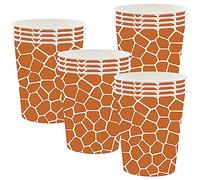 POPOYU 16P Jungle Safari Animal Party Giraffe Print Paper Cups,Jungle Animal Party Paper Cups,Jungle&ThemeParty Tableware Decorations Set for Kids Jungle&Safari Reptile PartySupplies