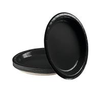POPOYU 16Pcs Black Party Paper Plates 7 inch,Black Party Tableware Decor Black·Paper Plate BlackPlates for Kids Halloween Birthday Wedding Retirement PartySupplies Table Decorations