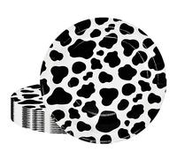 POPOYU 16Pcs Cow Print Party Paper Plates 9",SafariJungle Animals Round Dinner Plates,Cow Print Party Decorations for Baby Shower,Kids Jungle Safari Zoo Animal Theme BirthdayParty Decorations
