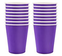 POPOYU 16Pcs Dark Purple Party Paper Cups, Darkpurple Party Tableware Decor Dark Purple Paper Cup Plates Disposable Coffee Cups for Kids Adults Darkpurple Halloween Parties Supplies Table Decorations