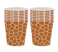 POPOYU 16Pcs Giraffe Print Cups,Animal Print Paper Cups,Kids Jungle Animal Birthday Party Supplies,Beverage Drinking Cup for Kids Birthday,Baby Shower,Zoo Jungle Safari Themed Party Decorations