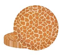 POPOYU 16Pcs Giraffe Print Party Paper Plates 7",SafariJungle Animals Round Dinner Plates,Giraffe Print Party Decorations for Baby Shower,Kids Jungle Safari Zoo Animal Theme BirthdayParty Decorations
