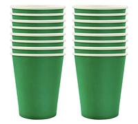 POPOYU 16Pcs Green Party Paper Cups, Xmas Party Tableware Decor Green Paper Cup Plates Disposable Coffee Cup for Kids Adults Christmas, Birthday, St'Patrick's Day Irish,Football Games Parties Supplies