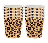 POPOYU 16Pcs Leopard Print Jungle Animal Birthday Party Supplies, Leopard Print Favor Cups for Kids & Baby Showers, Safari Themed Party Decor