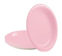 POPOYU 16Pcs Pink Party Paper Plates 7 inch, Pink Party Tableware Decor Christmas Rose Paper Plates Disposable Dessert Plate for Kids Adults Birthday Girls Baby Shower,Wedding,Valentine's Day Parties