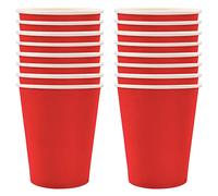 POPOYU 16Pcs Red Party Paper Cups, Christmas Party Tableware Decor Red Paper Cup Plates Disposable Coffee Cups for Kids Adults Union Jack RoyalParty,Wedding,Christmas,Valentine's Day Parties Supplies