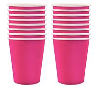 POPOYU 16Pcs Rose Pink Party Paper Cups, Princess Party Tableware Decor Rose Pink Paper Cup Plates Disposable Coffee Cup for Girls Princess Birthday Christmas Wedding Parties Supplies Table Decoration