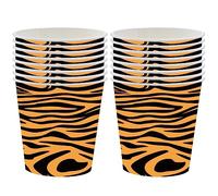 POPOYU 16Pcs Tiger Print Cups,Animal Print Paper Cups,Kids Jungle Animal Birthday Party Supplies,Beverage Drinking Cup for Kids Birthday,Baby Shower,Zoo Jungle Safari Themed Party Decorations