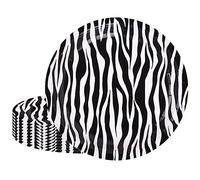 POPOYU 16Pcs Zebra Print Party Paper Plates 7",SafariJungle Animals Round Dinner Plates,Zebra Print Party Decorations for Baby Shower,Kids Jungle Safari Zoo Animal Theme BirthdayParty Decorations
