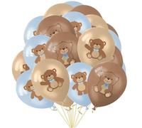 POPOYU 18Pcs Teddy Bear Birthday Party Balloons,Bear Latex Balloons Bear Baby Party Decoration,Blue Kids Teddy Party Balloons Helium Balloons for Baby Shower Gender Reveal Themed Party Supplies