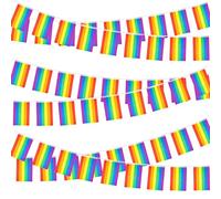 POPOYU 2024 LGBT Gay Pride Rainbow Bunting Flags,Pride Party Rainbow Bunting Banner 10m With 30 Square Flags for Indoor Outdoor Pride Day Rainbow Party Celebrating Bar Street Parade Pride Decoration