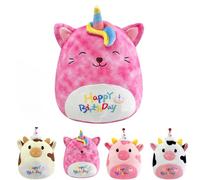 POPOYU 20cm Happy Birthday Unicorn Cat Plush Pillow Toys,Cute Stuffed Unicorn Pillow Doll,Squishy Plushies Doll,Soft Toy Gifts for Kids Girls Birthday Present Kids Collection Home Decoration