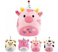 POPOYU 20cm Milk Cow Plush Pillow Toys,3D Cute Stuffed Dairy Cow Pillow Doll Squishy Cotton Plushies Doll,Super Soft Toy Gift for Kids Girls Birthday Present Kids Collection Home Decoration