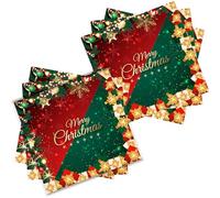 POPOYU 20P Christmas Napkins Red Green Party Paper 16.5cm,Merry Tableware Decor Red Green Disposable Xmas Tissue Luncheon Napkin Dinner for Table Supplies