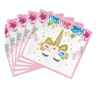 POPOYU 20Pcs Unicorn Party Napkins,6.5inch Pink Unicorn Napkins,Colorful Unicorn Themed Serviettes for Kids,Table Decorations for Girls Birthday,Unicorn Party Supplies for 16 Guests