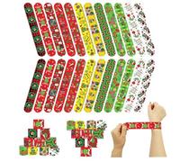 POPOYU 24Pcs Christmas Party Bags Fillers Kids Slap Bands,Christmas The Grinch Slap Bands Slap Bracelets Wristband Party Favours for Girls Boys Xmas Party Bag Fillers Birthday Classroom Gifts