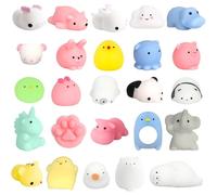 POPOYU 25P Small Mochi Squishy Toys,Mochi Party Bag Fillers,Mini Moji Fidget Toy Small Prizes Animals Mochi Squishes Toys Fidget for Kids Party Bag Fillers for Kids Party Girls Boys Classroom Prizes