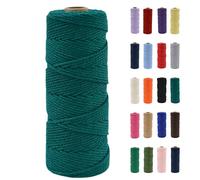 POPOYU 2mm Macrame Cord,100m Natural Cotton Macrame Rope,Dark Green Macrame Cotton Cord Twine Rope Craft String Without Chemicals for DIY Crafts,Macrame Art,Gift Wrapping,Christmas Wedding Decor