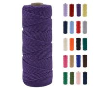 POPOYU 2mm Macrame Cord,100m Natural Cotton Macrame Rope,Dark Purple Macrame Cotton Cord Twine Rope Craft String Without Chemicals for DIY Crafts,Macrame Art,Gift Wrapping,Christmas Wedding Decor