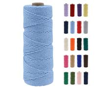 POPOYU 2mm Macrame Cord,100m Natural Cotton Macrame Rope,Elegant Blue Macrame Cotton Cord Twine Rope Craft String Without Chemicals for DIY Crafts,Macrame Art,Gift Wrapping,Christmas Wedding Decor