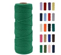POPOYU 2mm Macrame Cord,100m Natural Cotton Macrame Rope,Emerald Green Macrame Cotton Cord Twine Rope Craft String Without Chemicals for DIY Crafts,Macrame Art,Gift Wrapping,Christmas Wedding Decor