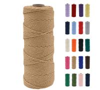POPOYU 2mm Macrame Cord,100m Natural Cotton Macrame Rope,Flax Color Macrame Cotton Cord Twine Rope Craft String Without Chemicals for DIY Crafts,Macrame Art,Gift Wrapping,Christmas Wedding Decor