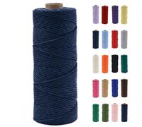 POPOYU 2mm Macrame Cord,100m Natural Cotton Macrame Rope,Navy Blue Macrame Cotton Cord Twine Rope Craft String Without Chemicals for DIY Crafts,Macrame Art,Gift Wrapping,Christmas Wedding Decor