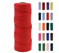 POPOYU 2mm Macrame Cord,100m Natural Cotton Macrame Rope,Red Macrame Cotton Cord Twine Rope Craft String Without Chemicals for DIY Crafts,Macrame Art,Gift Wrapping,Christmas Wedding Decor