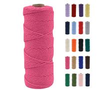 POPOYU 2mm Macrame Cord,100m Natural Cotton Macrame Rope,Rose Red Macrame Cotton Cord Twine Rope Craft String Without Chemicals for DIY Crafts,Macrame Art,Gift Wrapping,Christmas Wedding Decor