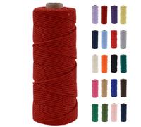 POPOYU 2mm Macrame Cord,100m Natural Cotton Macrame Rope,Wine Red Macrame Cotton Cord Twine Rope Craft String Without Chemicals for DIY Crafts,Macrame Art,Gift Wrapping,Christmas Wedding Decor