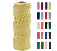 POPOYU 2mm Macrame Cord,100m Natural Cotton Macrame Rope,Yellow Macrame Cotton Cord Twine Rope Craft String Without Chemicals for DIY Crafts,Macrame Art,Gift Wrapping,Christmas Wedding Decor