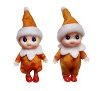 POPOYU 2PCS Christmas Elf Dolls, Golden Mini Xmas Elves for Girls, Tiny Elf Baby Dolls, Accessories Baby Twins Christmas Tradition Novelty Toys for Xmas New Year Gifts Stocking Stuffers
