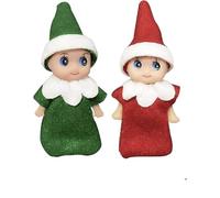 POPOYU 2PCS Christmas Mini Baby Elf Dolls, Tiny Elf Accessories for Twins Little Christmas Elves, Tradition Doll Novelty Toys for Girls, Xmas & New Year Gifts, Gift Advent Calendar Stocking Stuffers