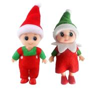 POPOYU 2PCS Christmas Mini Baby Elf Dolls, Tiny Elf Accessories for Twins Little Christmas Elves, Tradition Doll Novelty Toys for Girls, Xmas & New Year Gifts, Gift Advent Calendar Stocking Stuffers