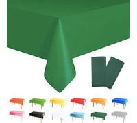 POPOYU 2Pcs Dark Green Table Cloth Table Covers,137x274cm Christmas Party Rectangular Dining Tablecovers Plastic Tablecloths for Irish St. Patrick's Day Picnic,Christmas,Birthday Party Decoration