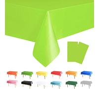 POPOYU 2Pcs Fluorescent Green Table Cloth Table Cover, 137 * 274cm Party Rectangular Dining Table Cover Tablecovers Plastic Tablecloths for Neon Let's Glow,Picnic,Birthday Party Decoration