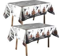 POPOYU 2Pcs Halloween Foil Table Cloth Table Cover Plastic,137 * 274cm Rectangle Table Cloths Pumpkin Tablecloth Waterproof Tablecover for Halloween Party Dinner Table Decoration Supplies