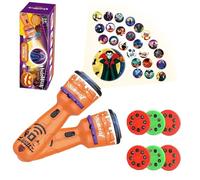 POPOYU 2Pcs Halloween Slide Projector Torch with Realistic 24 Patterns Flashlight Projector for Kids' Fun Halloween Party Bag Fillers