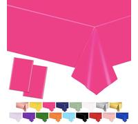 POPOYU 2Pcs Large Hot Pink Table Cloth Pink Tablecovers,137 * 274cm Plastic Waterproof Table Covers PinkParty TableDecoration for Girls Princess Birthday,Wedding,Barbie Let's Go Party Supplies