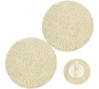 POPOYU 2Pcs PVC Placemats,Modern Simple Place Mats for Dining Table,Gold Round Coral Tree Vinyl Hollow Table Mats Waterproof Oil Non-Slip Washable Heat for Kitchen Home Wedding Christmas Decor