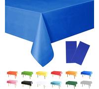 POPOYU 2Pcs Royal Blue Table Cloth Table Covers,137x274cm Royal Blue Party Dining Tablecovers Plastic Tablecloths for VJ Day 80th Anniversary Decoration,Wedding,Kids Boys Birthday Picnic Decoration
