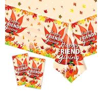 POPOYU 2Pcs Thanksgiving Plastic Tablecloth,54x108in Thanksgiving Tablecloth Maple Leaves Turkey Rectangle Waterproof Table Cover for Autumn Holiday Family Dinner Thanksgiving Party Decorations